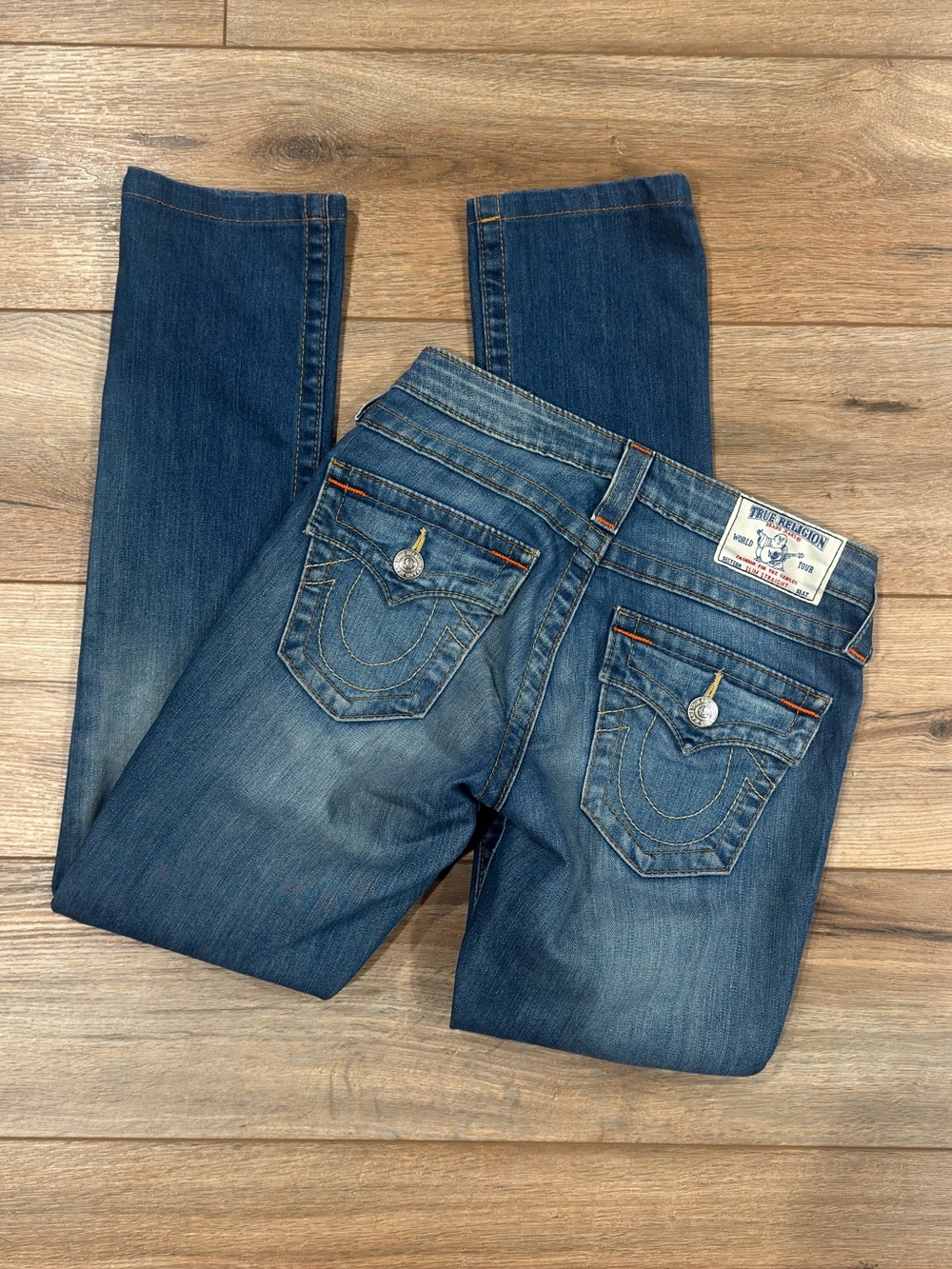 TRUE RELIGION Urban Streetwear Y2k Low-rise Slim Straight Jeans | Size 24”